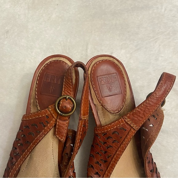 Frye Maya Cutout Slingback Pumps Brown Leather - Picture 3 of 11